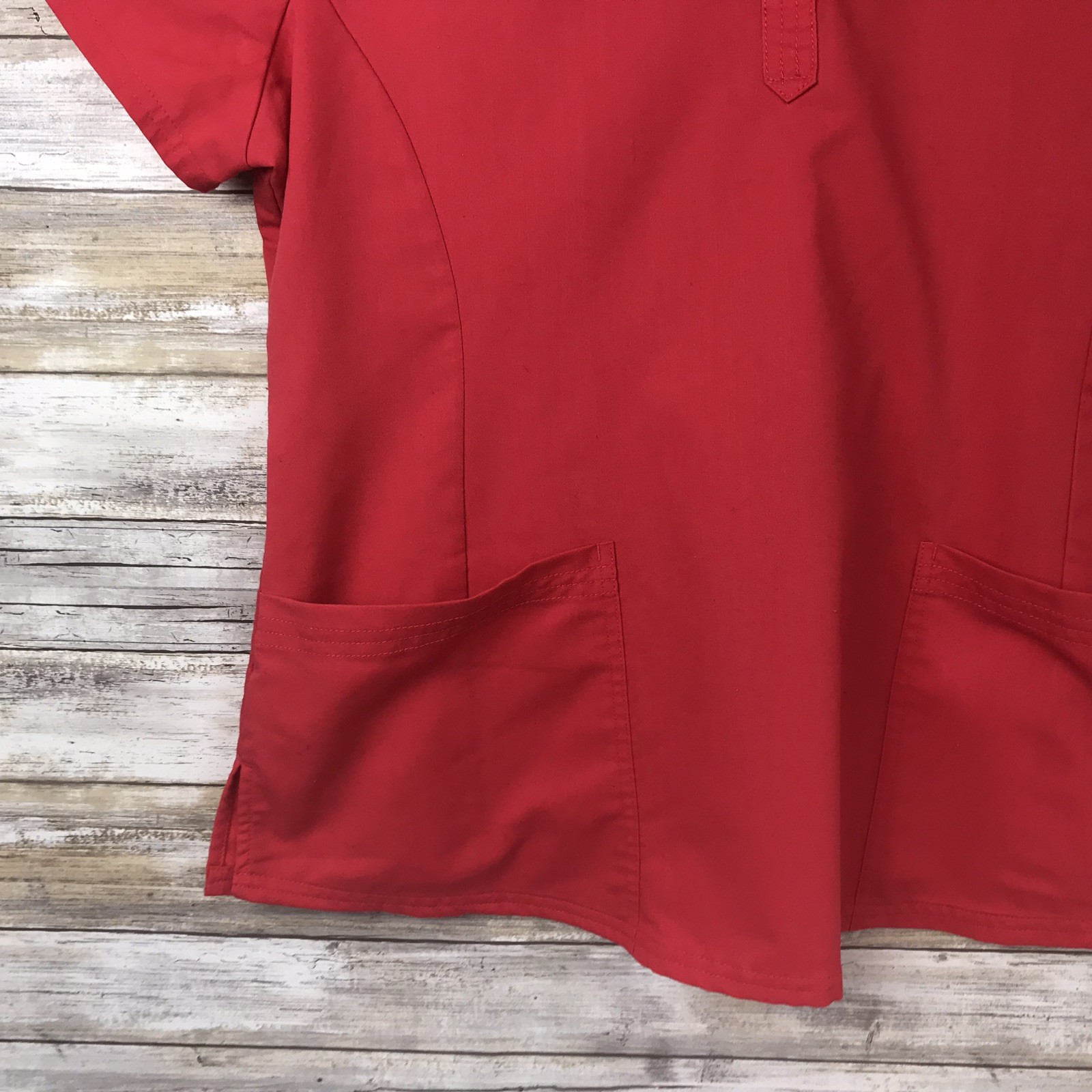 Healing Hands Purple Label Scrub Top Womens Sz XL Bright Pink V-Neck Junior Fit