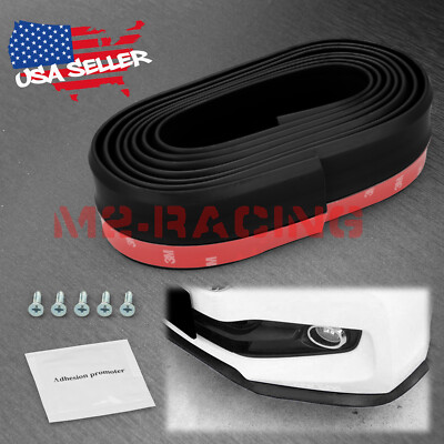 Universal Black PU Rubber Front Bumper Lip Splitter Spoiler Chin Body Air Wing