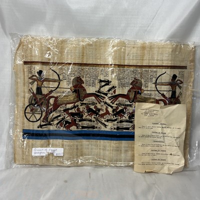 Hand Painted Egyptian Art On Papyrus W/papers - Queen Of Egypt Papyrus