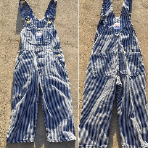 Pointer Brand Overalls Striped Denim Made In USA Kids Size 4 Blue & White