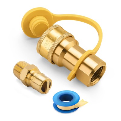 WADEO 1/2 Inch QDD LP Gas Quick Connect Fittings with Male Insert Plug, 1/2 I...