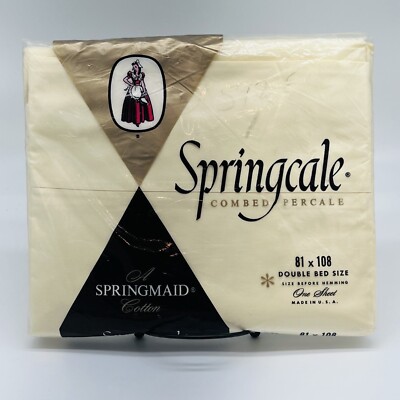 Springmaid Springcale DOUBLE Flat Sheet Yellow USA Vintage 81x108 NEW