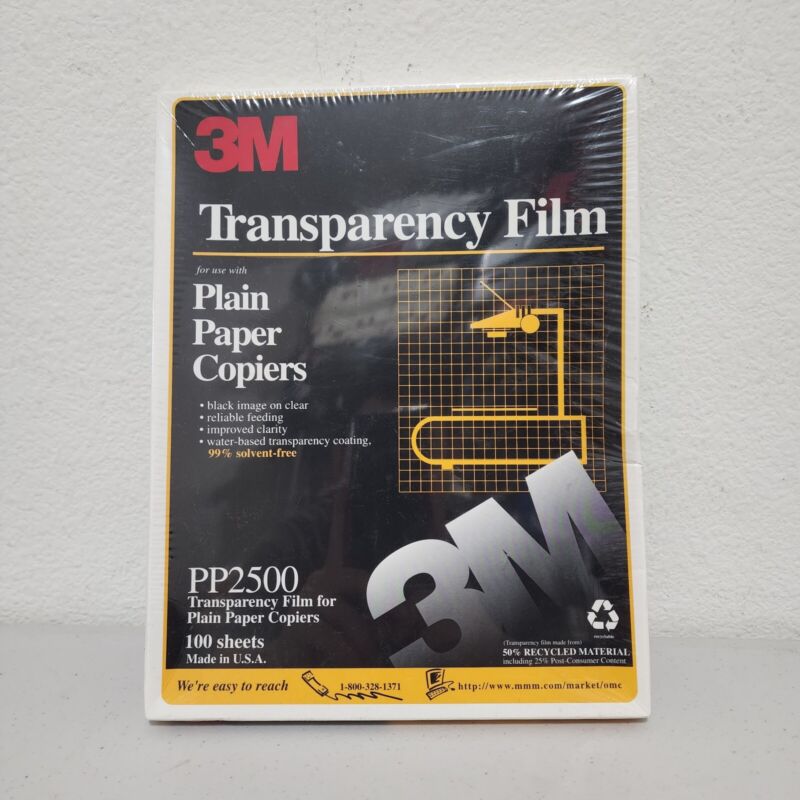 3M Transparency Film for Plain Paper Copiers 100 Sheets PP2500 New Old Stock