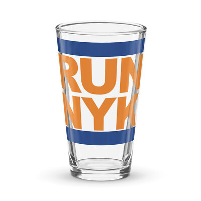 NEW YORK KNICKS Run Style PINT GLASS 16 Oz Beer Drinking Barware NY Basketball