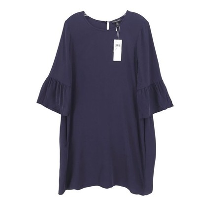 NWT EILEEN FISHER Silk Georgette Crepe Round Neck Short Dress SLTLK Purple SMALL