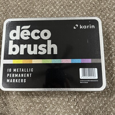 Karin Deco Brush Metallic Permanent Markers, 10ct NEW