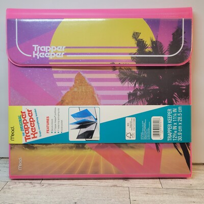 Trapper Keeper Binder Retro Vintage Style Sunset Pink by Mead w/ 2 Portfolios