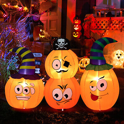 5 FT Long Halloween Inflatable Pumpkin Combo Blow Up Decoration with LED Lights