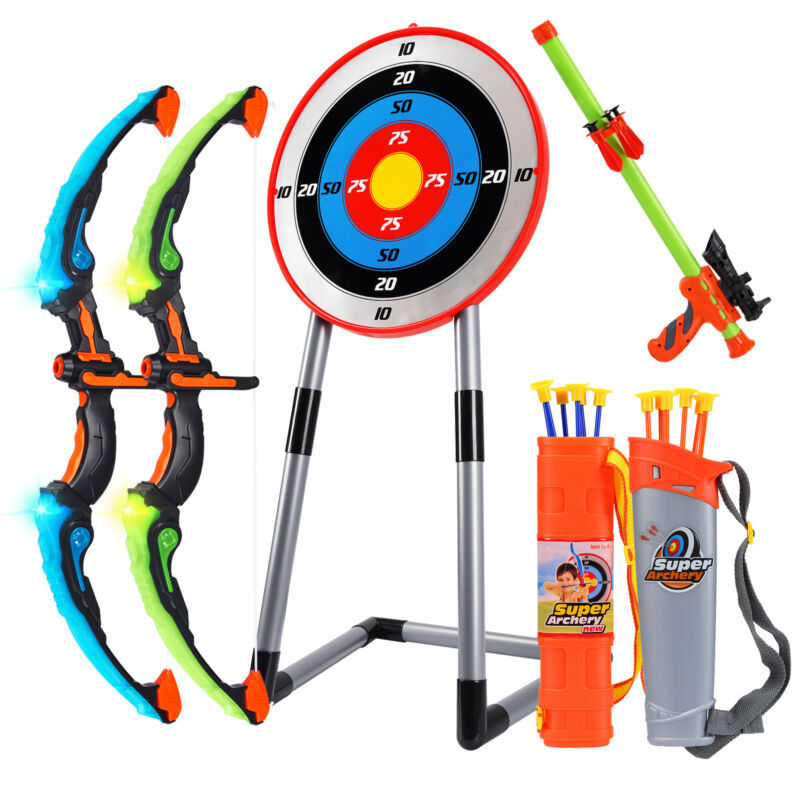 2X Bow and Arrow for Kids with LED Archery Bow Set w/ Arrows, Target, and Quiver