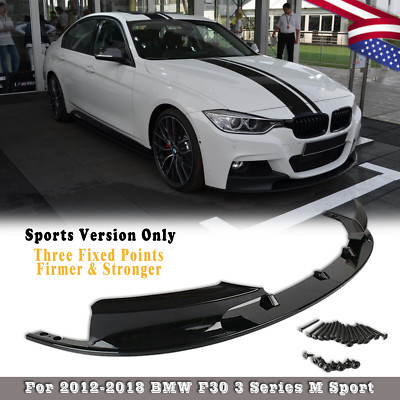 Gloss Black Front Bumper Lip Splitter For BMW 3 Series F30 M Sport 2012-2018