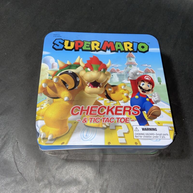 Nintendo Super Mario vs. Bowser Checkers & Tic Tac Toe Game Tin Sealed