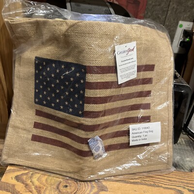 Greater Good American Flag Jute Bag 13 X 16 With Carry Handles