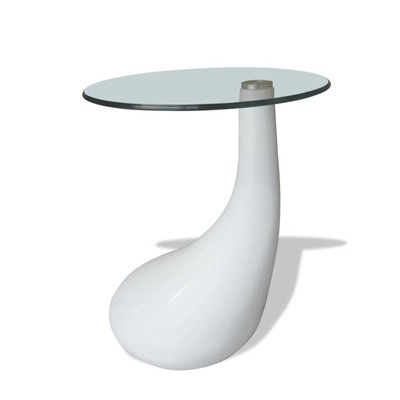 vidaXL Coffee Table with Round Glass Top High Gloss White 1