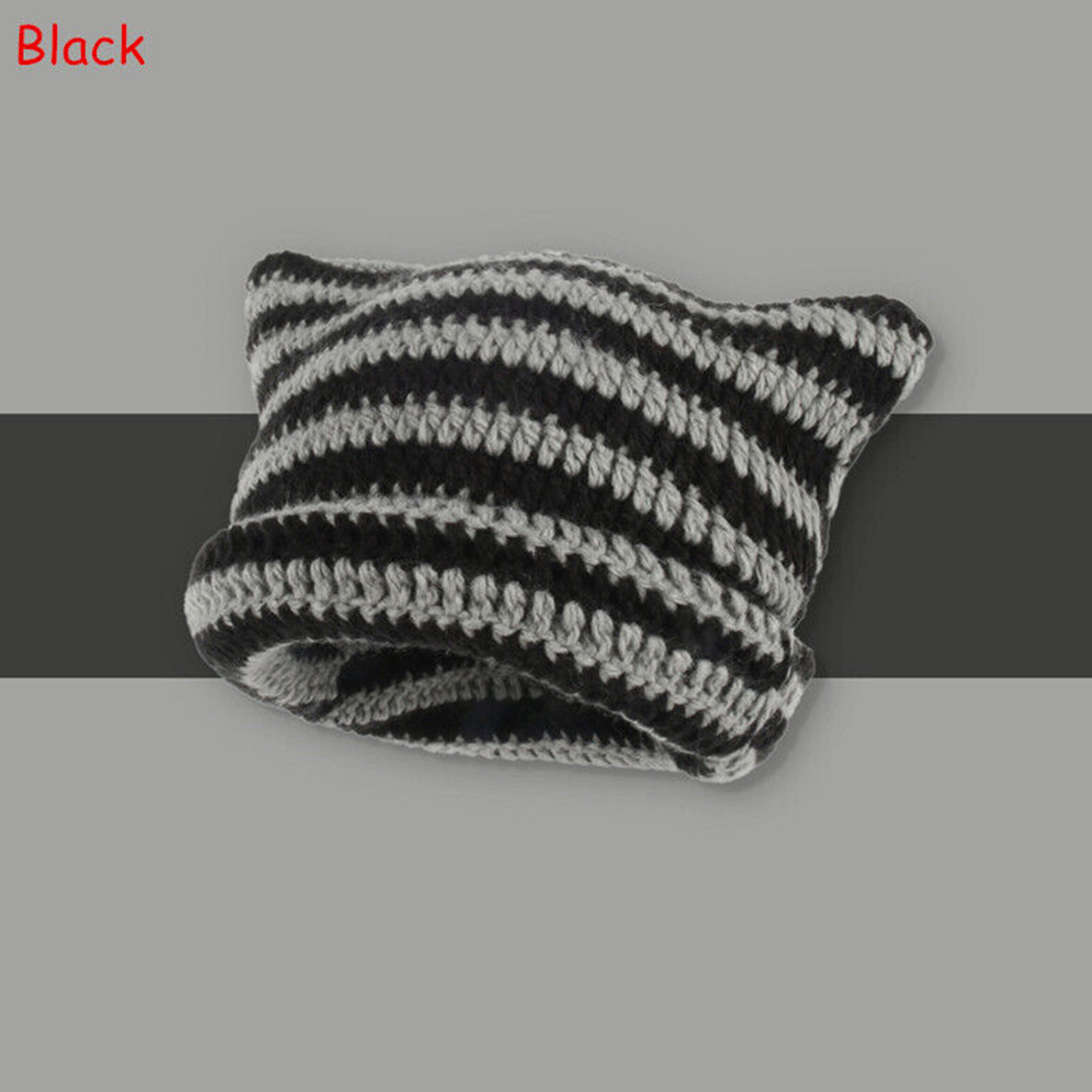 Lovely Beanie Hat Striped Knitted Wool Cap Ins Little Devil Us