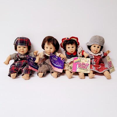 Lot of 4 GiGo Toys My Pals & Palm Pals Happy Kids Bean Bag Expressions Dolls 8''