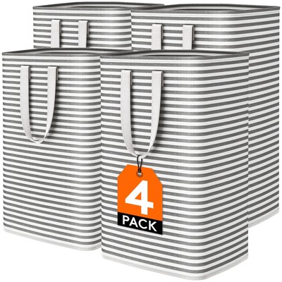 4/6 Pack Large Freestanding Clothes Hamper with Easy Carry Handles, Black, 80L