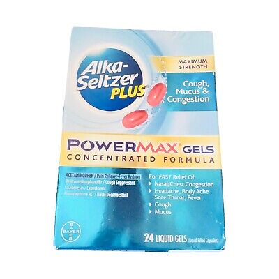 Alka-Seltzer Plus PowerMax Gels 24 Ct Liquid Gels Maximum Strength Exp 04/24 New