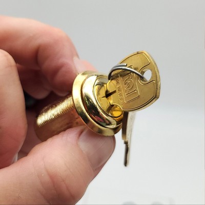 CompX C8055 Cam Lock 1-7/16''L x 3/4''D Cylinder Bright Brass 5 Disc Keyed Alike