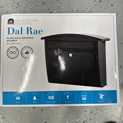 Architectural Mailboxes Dal Rae Galvanized Wall-Mount Black Mailbox + Lock, Keys