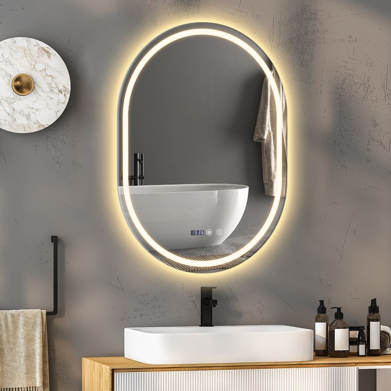 Puluomis Led Badspiegel Mit Touch Beleuchtung Badezimmerspiegel Wandspiegel Ip44