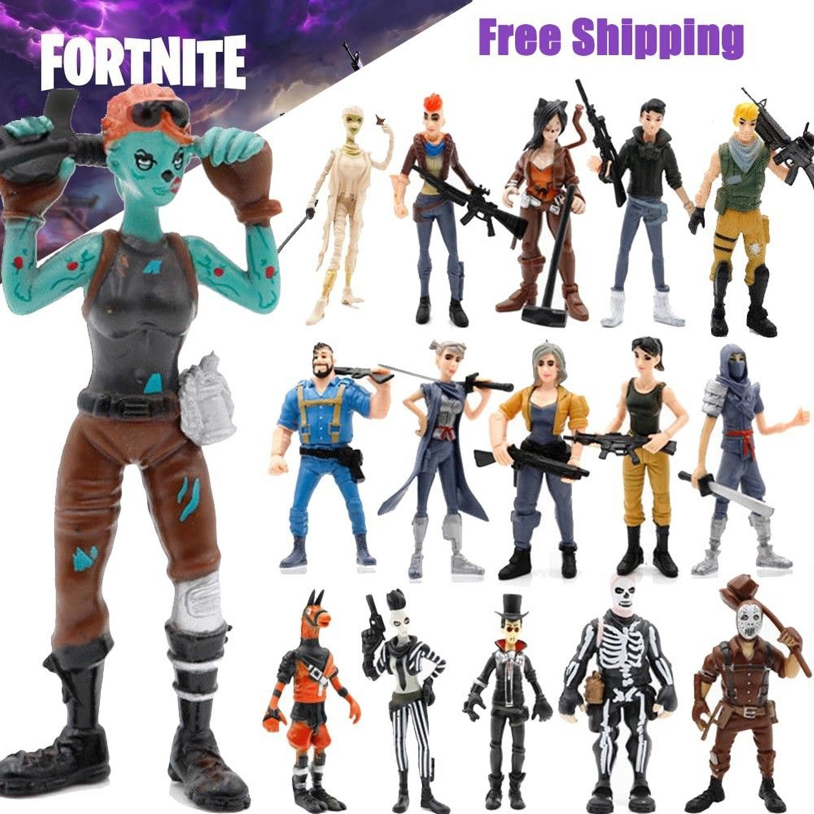 618 00 Grn Xmas Gift 16 Pcs Fortnite Action Figures Skull Trooper - fortnite action figures skull trooper ninja outlander commando sostoyanie