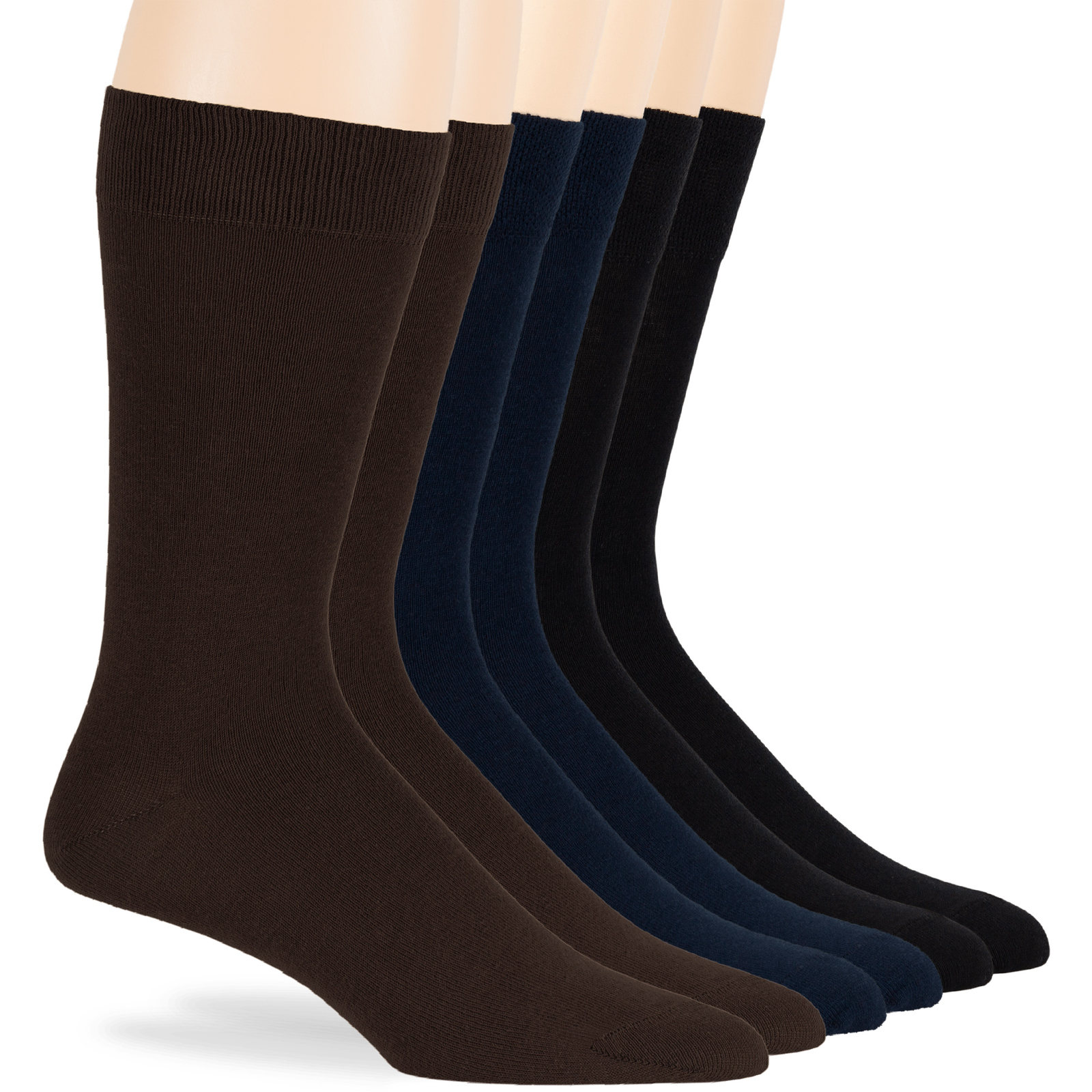 Men's Cotton 6 Pack Dress Socks L/XL Black Brown Khaki Navy Grey Beige Burgundy - Picture 21 of 24