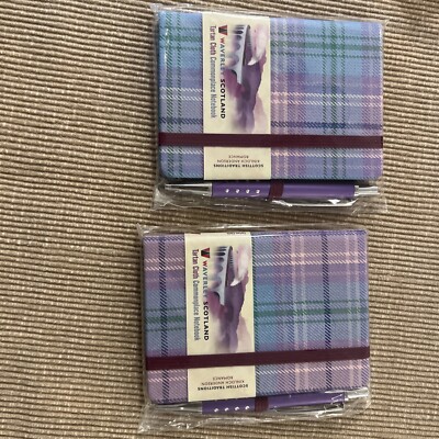 2 -Waverley Mini Notebook w/  Pen Pocket Tartan Cloth C - H245z PURPLE