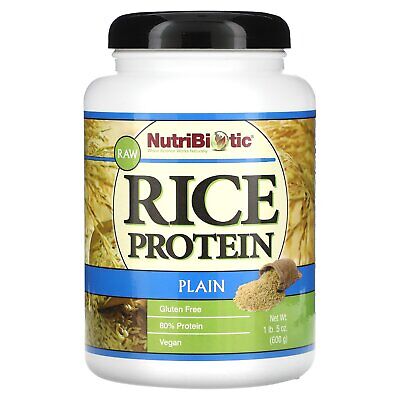 NutriBiotic Raw Rice Protein Plain 1 фунт 5 унций 600 г Без яиц, без глютена,