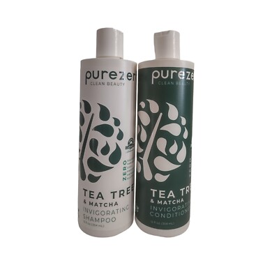 Lot of 2 purezero Tea Tree Matcha Invigorating Shampoo & Conditioner 12 Oz Ea 