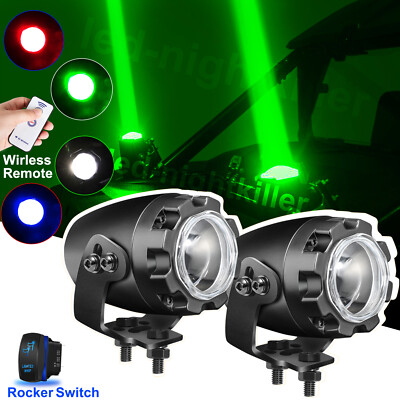 Laser RGBW LED Whip Lights Whipless Round Spot Remote For POLARIS RZR 4 XP1000