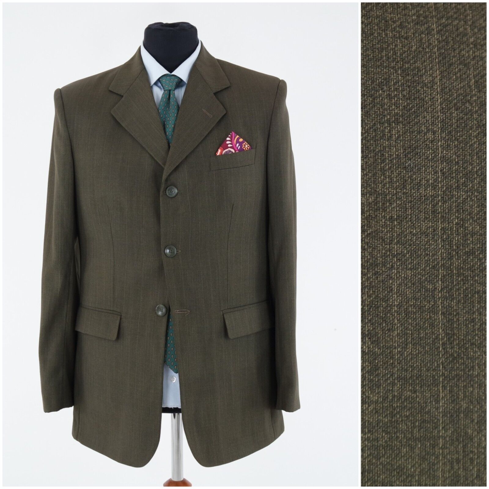 Mens Vintage Sport Coat 40R US Size AHMED HUSSIN Olive Green Mens Vintage Sport Coat 40R US Size AHMED HUSSIN Olive Green