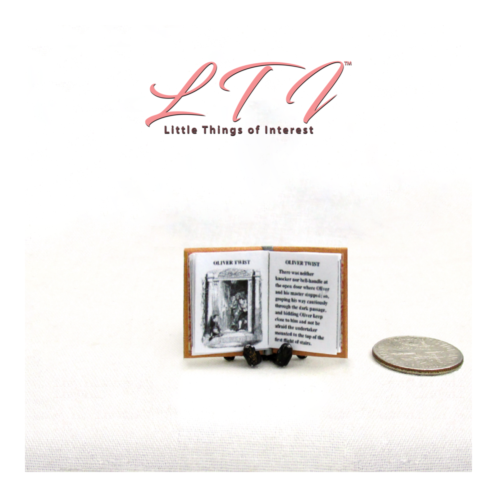 CHARLES DICKENS 4 Pc 1:12 Scale Miniature Readable Illustrated Books