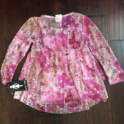 Paper Doll Baby Floral Long Sleeve Lace Blouse Shirt wz Built-in Tank Top Size 5