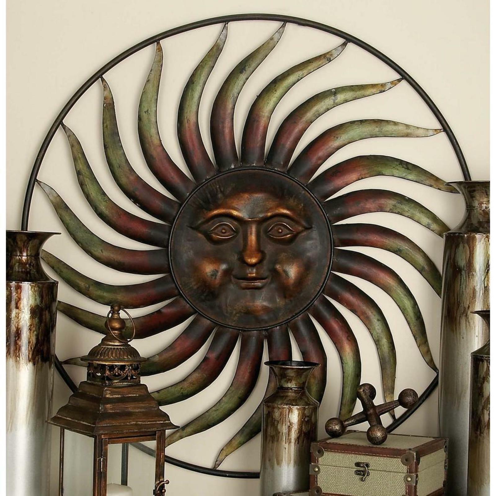37in Global Inspired Celestial Sun Iron Wall Decor Metal Art Celestial Sun Iron Wall Decor Metal Art