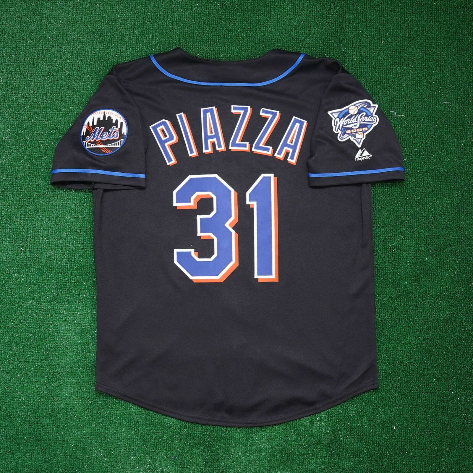 Mike Piazza New York Mets 2000 World Series Alt Black Men's