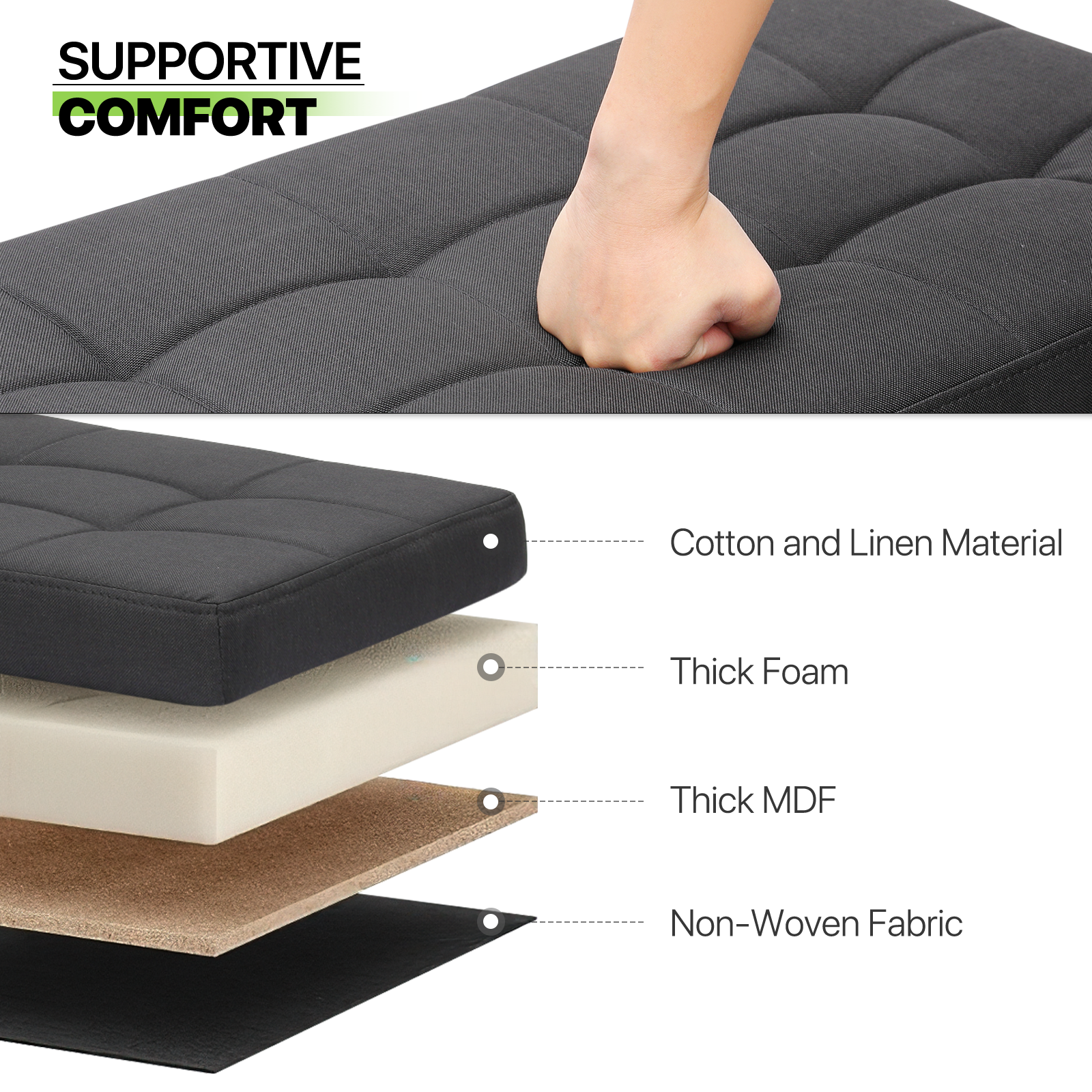 Black Storage Ottoman Bench Lift Top Footrest Stool End of Bed Upholstered Seat