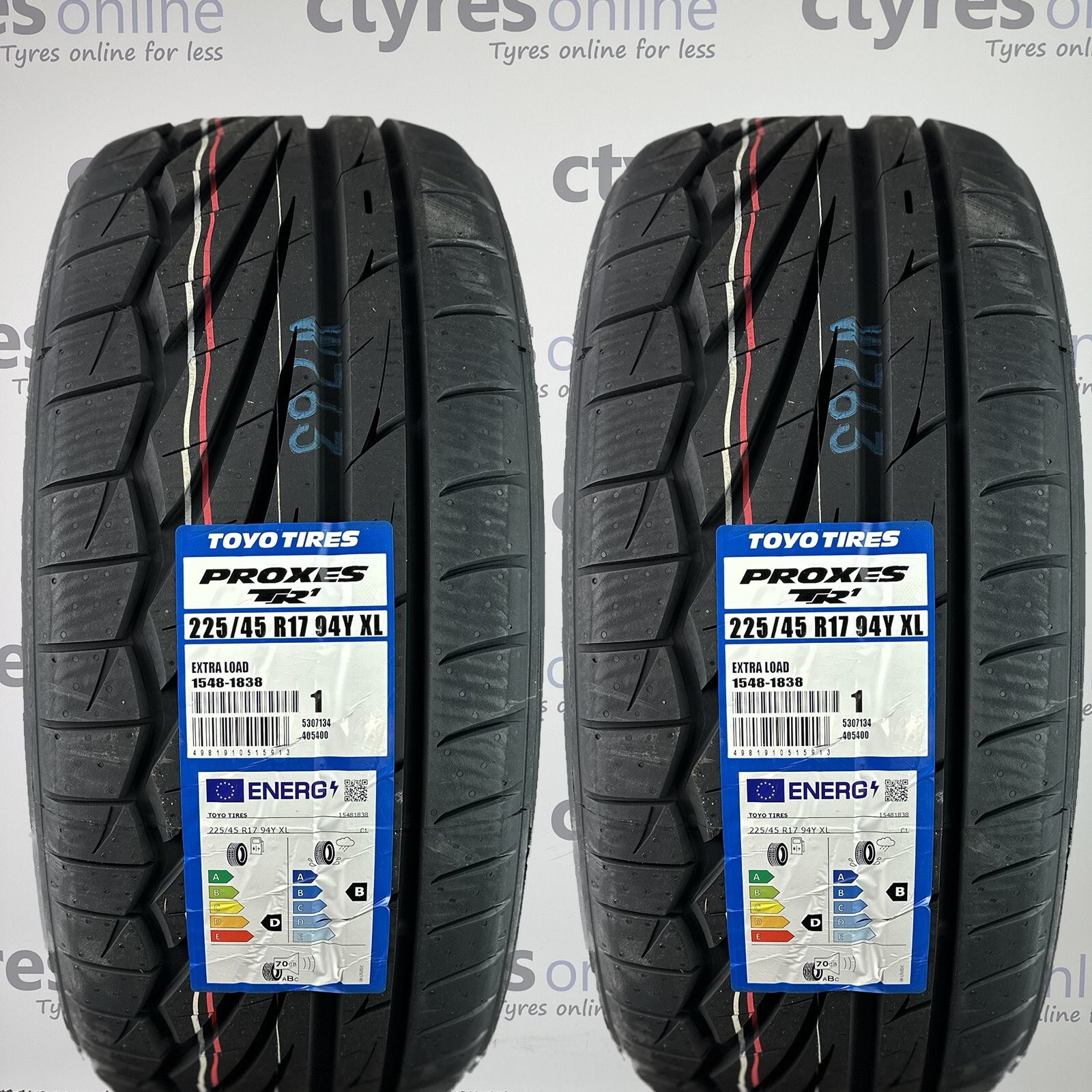 2X New 225 45 17 TOYO PROXES TR1 94Y XL 225/45R17 2254517 *B WET
