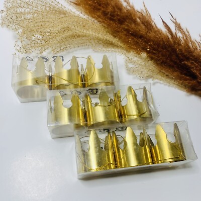 NWT Ikea Crown Gold Tone Ornaments Christmas Metal set of 9 