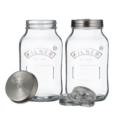KILNER Fermentier-Set 2 x 1 Liter Glas mit Zubehör