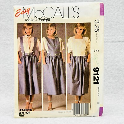 McCalls 9121 Loose Skirt with Suspender Straps and Bib Front Misses Sz 8 Pattern