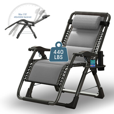 Folding Zero Gravity Chair Recliner Patio Lounge Beach Chair Adjustable Outdoor