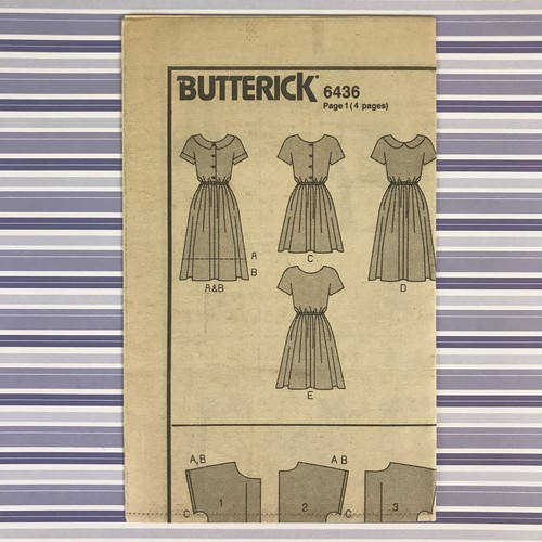 Uncut Vtg 1980s Misses Pullover Dress 8 10 12 Butterick 6436 Easy Loose Fit