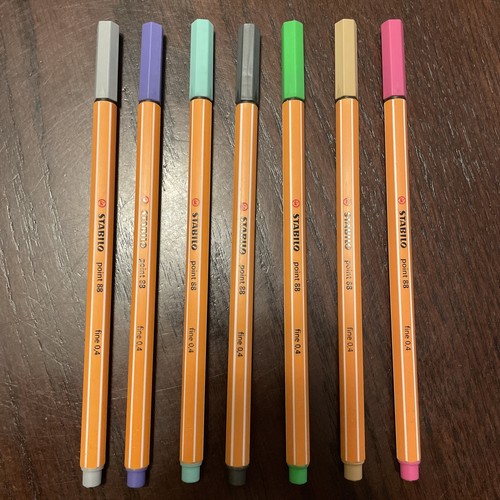 Brand New STABILO Point 88 Fineliner pastel colours 0.4 fine set of 7