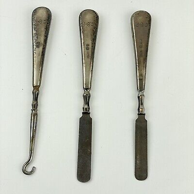 Antique Set Of Solid Silver Button Hook Nail File Etc., By Asprey London 1924