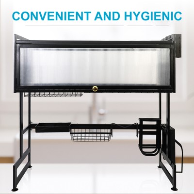 Over The Sink Dish Drying Rack 3 Tier Large Dish Rack Metal for Kitchen with Lid