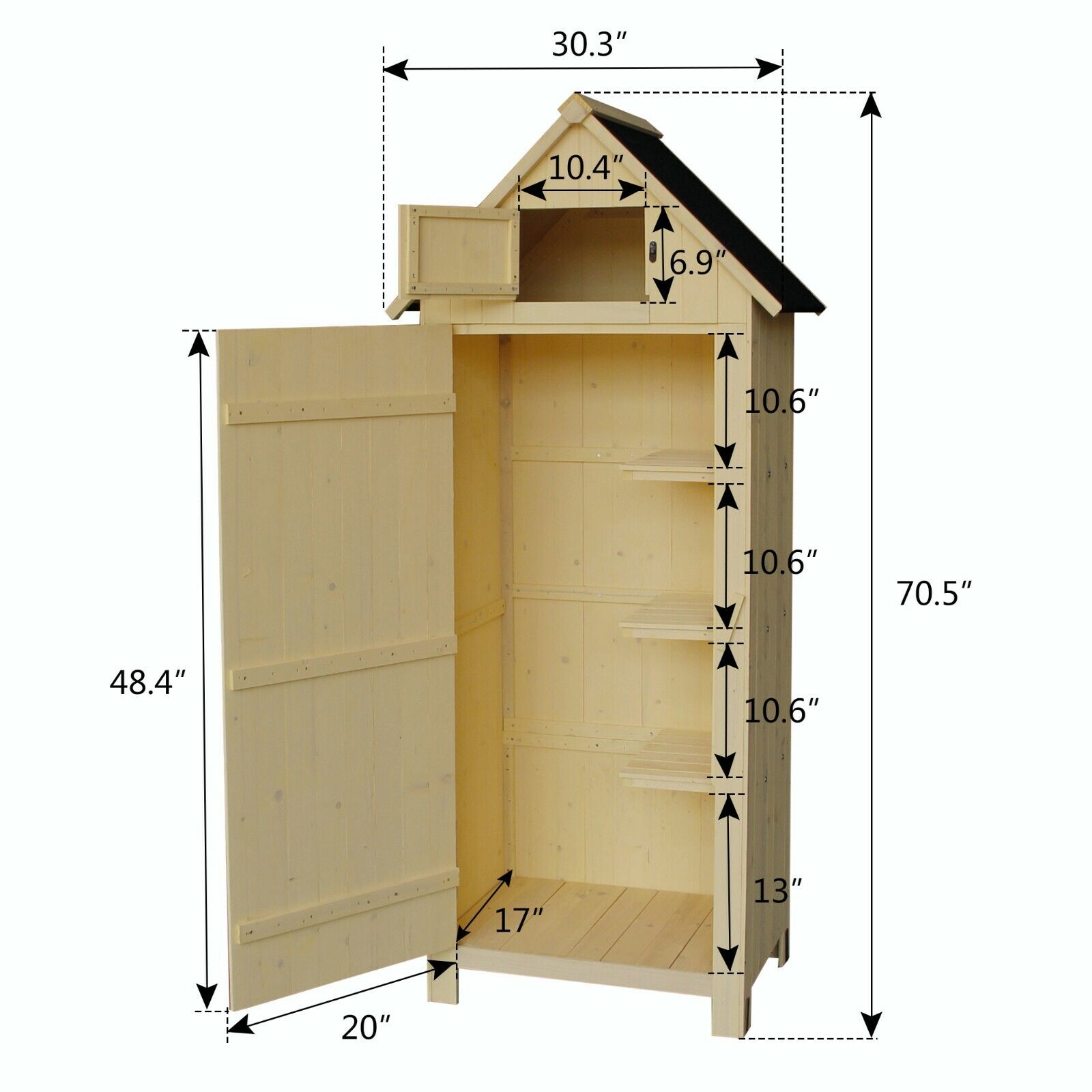 MCombo Storage Cabinet Tool Shed Wooden GardenWooden Lockers with Fir Wood