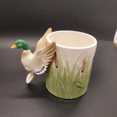 Vintage 80 s Fitz & Floyd Mallard Duck 3D Handle Coffee/Tea Mug 12 oz Rare