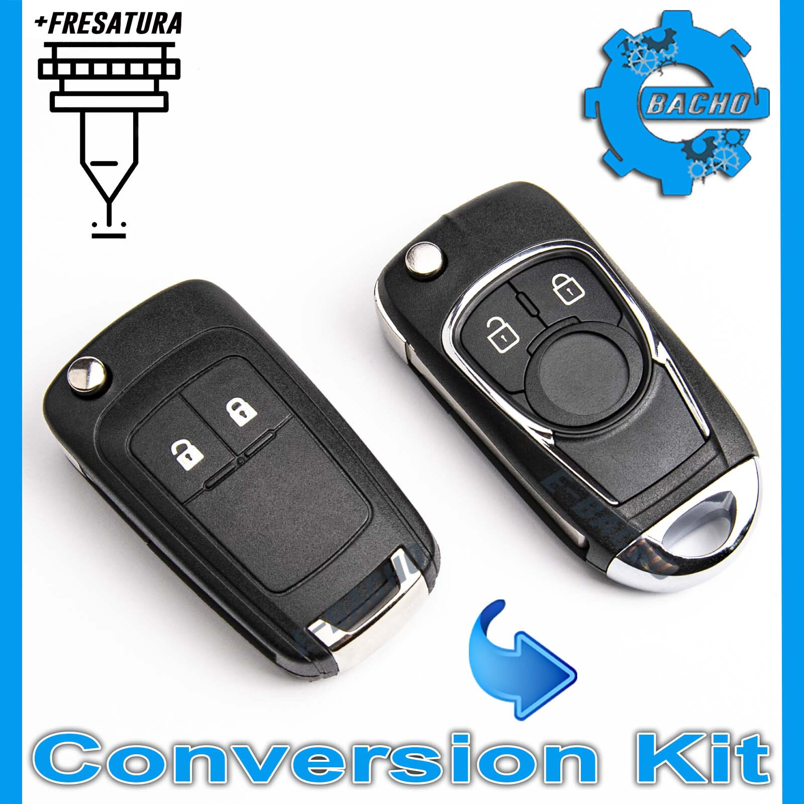 CHIAVE PER OPEL MERIVA ZAFIRA INSIGNIA MOKKA KIT DI CONVERSIONE + FRESATURA