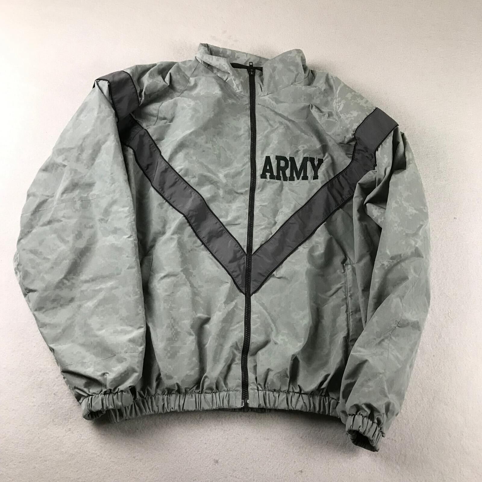 ＼半額SALE／ Gray Large Mens Jacket Army US Nylon Sleeves Long Zip Full ウォーキング・ランニングウェア