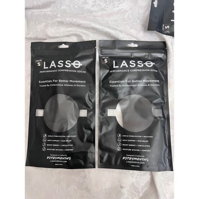 Lasso Performance Compression Socks Low Tab White 2 Pack Bundle Size Small NEW
